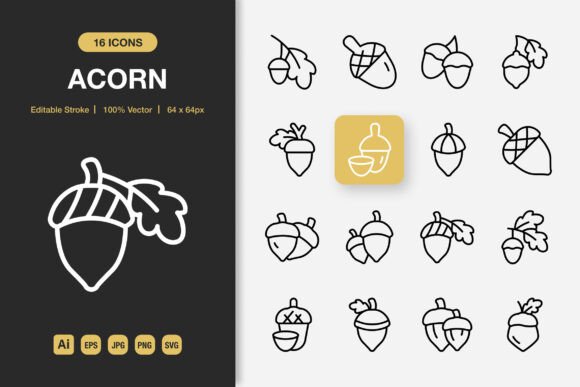 Acorn Outline Icons: Minimalist Design for Modern Projects