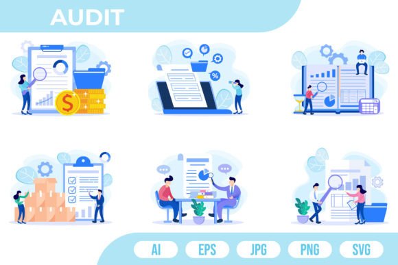 Audit Illustration: Isometric Flat Vector Set for Business