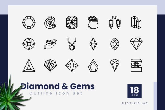Diamond and Gems Outline Icons: A Practical Resource for Designers and Creatives