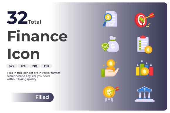 Finance Icon - Filled: Clean Design for Modern Projects