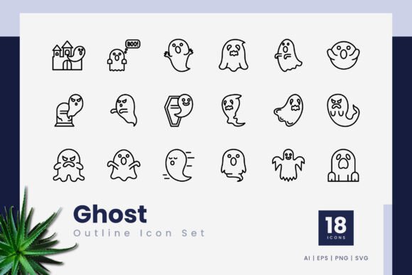 Ghost Outline Icons: Simple, Editable Vector Art for Any Project