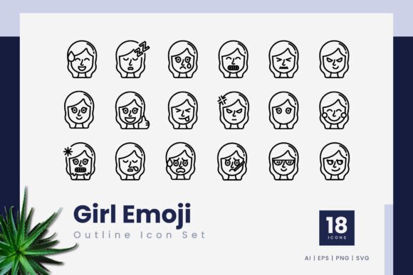 Girl Emoji Outline Icons: Clean Vector Graphics for Modern Communication