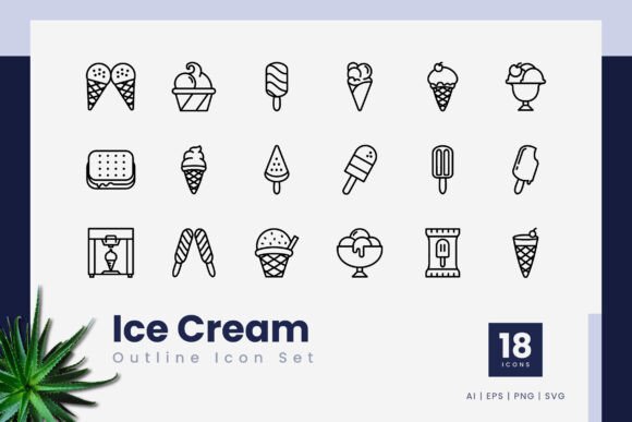 Ice Cream Outline Icons
