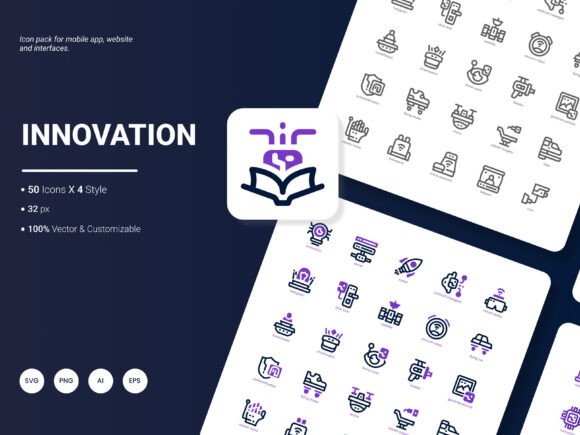 Innovation Icon Pack: 200 Fresh Icons for Modern Design