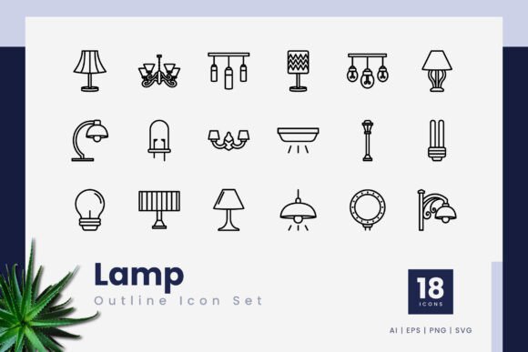Lamp Outline Icons: Elevating Your Design Projects with Professional Vector Iconography