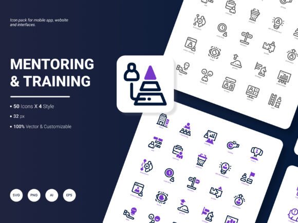 Mentoring and Training Icon Pack: 200 Stylish Icons