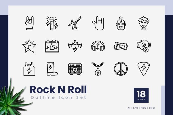 Rock N Roll Outline Icons: A Vector Collection Built for Music-Themed Creative Projects