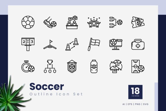 Streamlined Visual Identity with Soccer Outline Icons