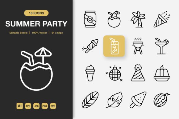 Summer Party Outline Icons: A Practical Resource for Consistent Visual Design