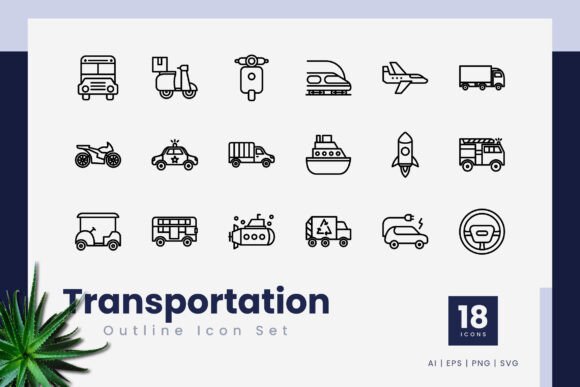 Transportation Outline Icons