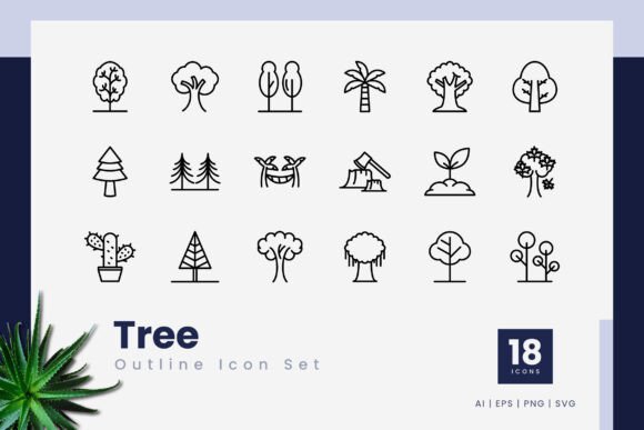 Tree Outline Icons as a Visual Tool for Modern Design Projects