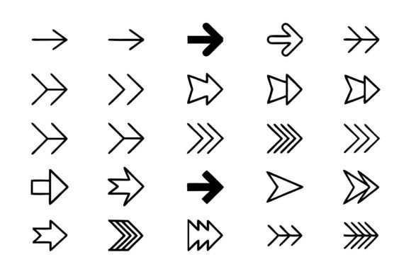 Versatile Black and White Arrow Icon Set: A Timeless Resource for Modern Designers