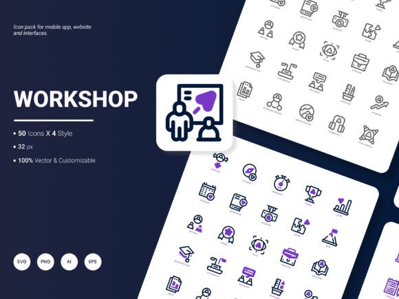 Workshop Icon Pack: Streamlining Visual Communication with 200 Versatile Icons